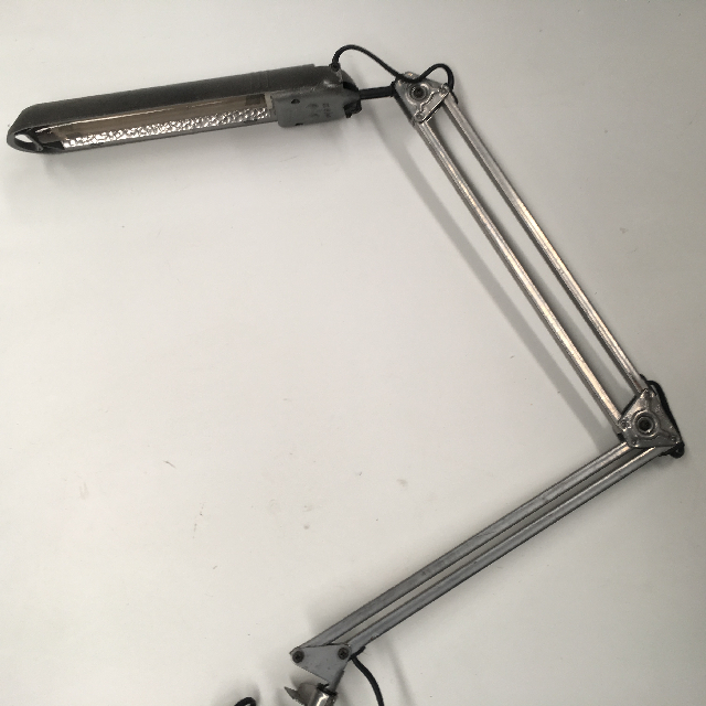 LAMP, Desk Light Fluro - Gun Metal (Clamp)